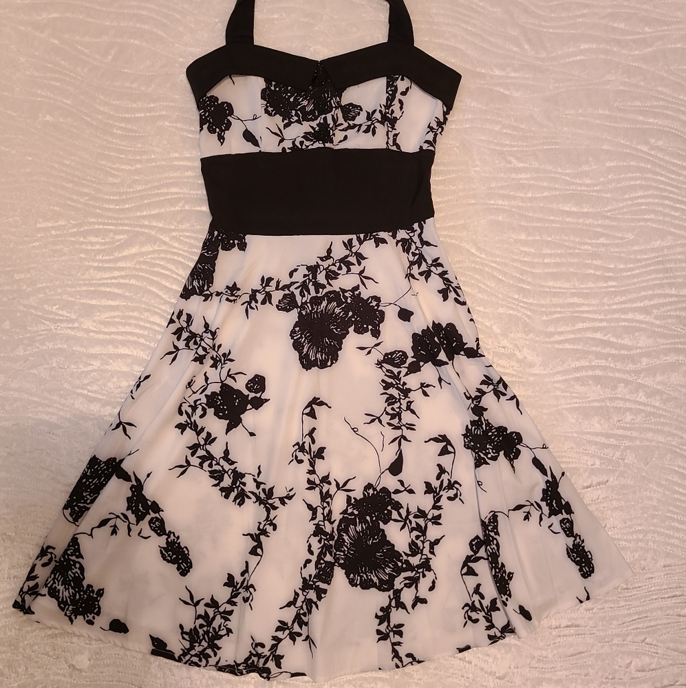 Black and white floral dress
